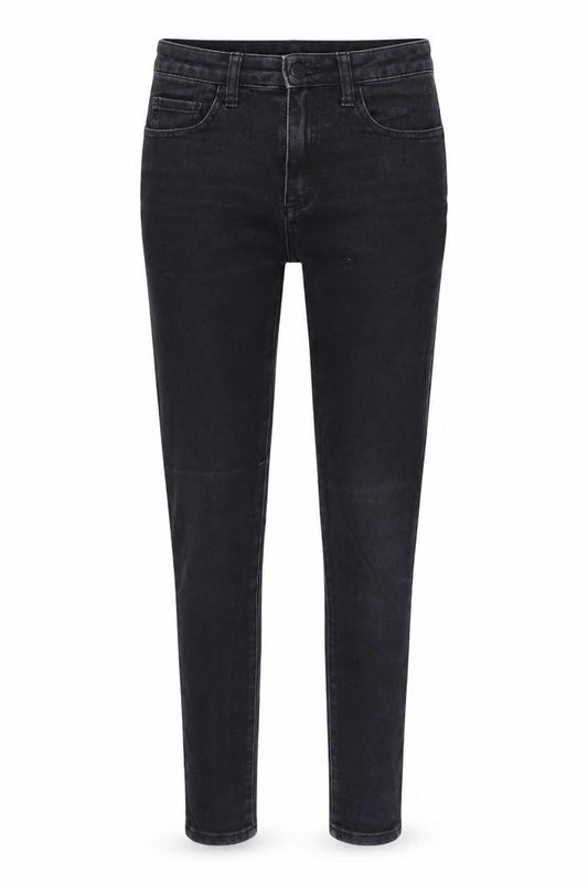 Front view of Forever 21 women’s black cotton skinny jeans, size UK 26, in regular zip