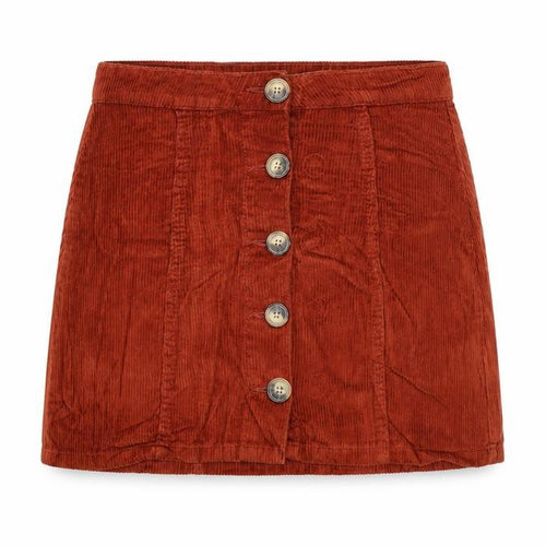 Denim & Co. Womens Orange Cotton A-Line Skirt Size 8 Button