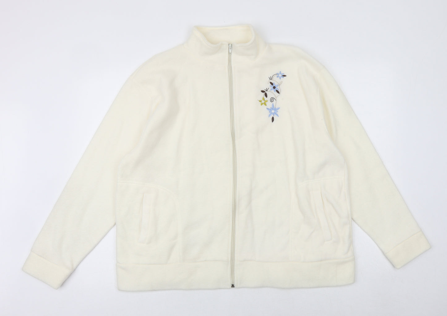 Anne de Lancey Womens Ivory Polyester Jacket Size L Zip