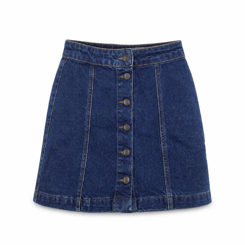 New Look Womens Blue Cotton A-Line Skirt Size 6 Button