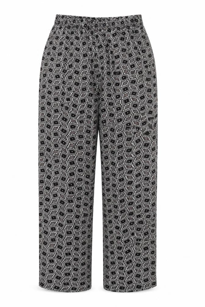 Preworn Womens Black Geometric Viscose Trousers Size S Regular