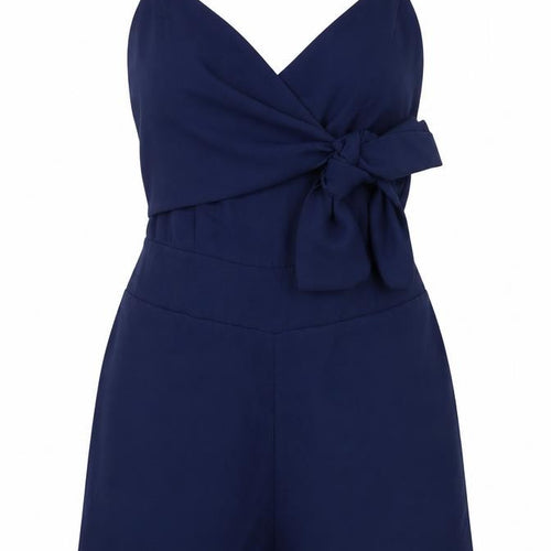 CBR Womens Blue Polyester Playsuit One-Piece Size M Pullover - Tie Front Detail