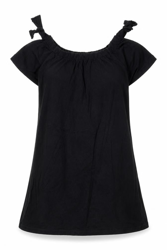 Front view of Papaya women’s black 100% cotton a-line, size S, round neck pullover