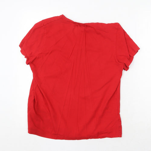 Studio Womens Red 100% Cotton Basic T-Shirt Size 12 Round Neck - Size 12-14 Tipsy Turkey