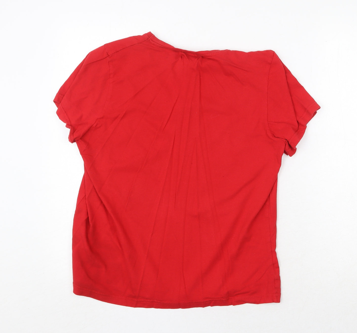 Studio Womens Red 100% Cotton Basic T-Shirt Size 12 Round Neck - Size 12-14 Tipsy Turkey