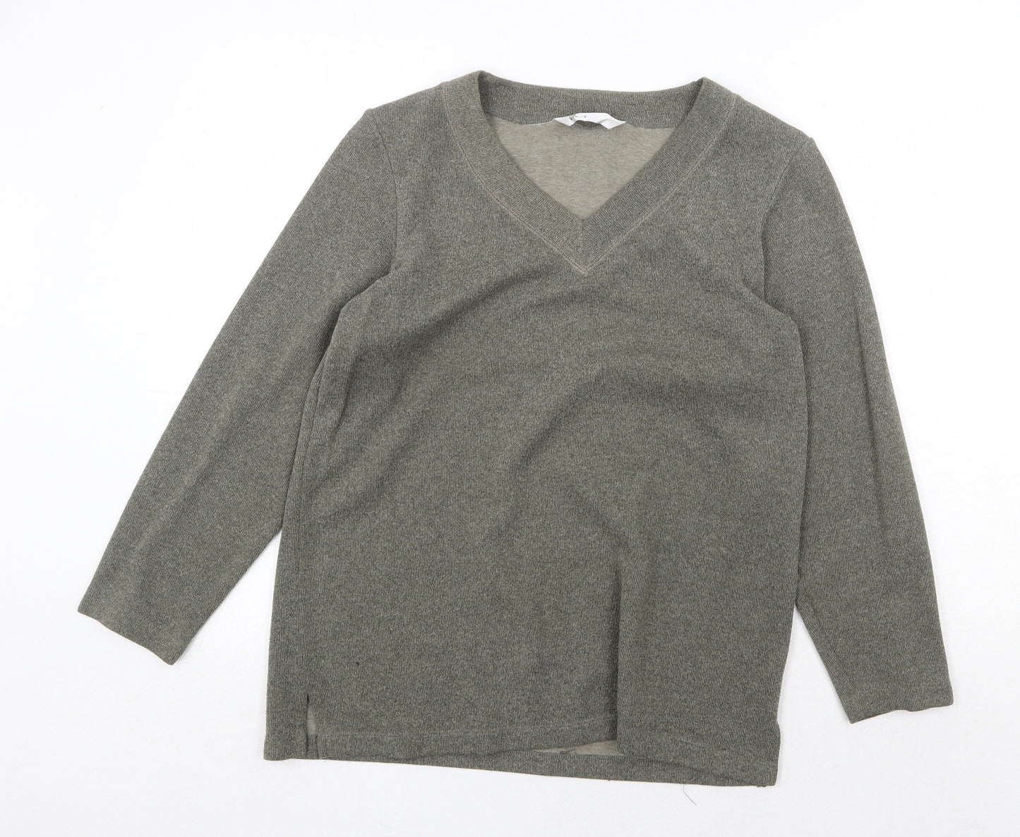 BHS Womens Green V-Neck Polyester Pullover Jumper Size 14