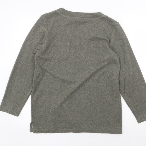 BHS Womens Green V-Neck Polyester Pullover Jumper Size 14