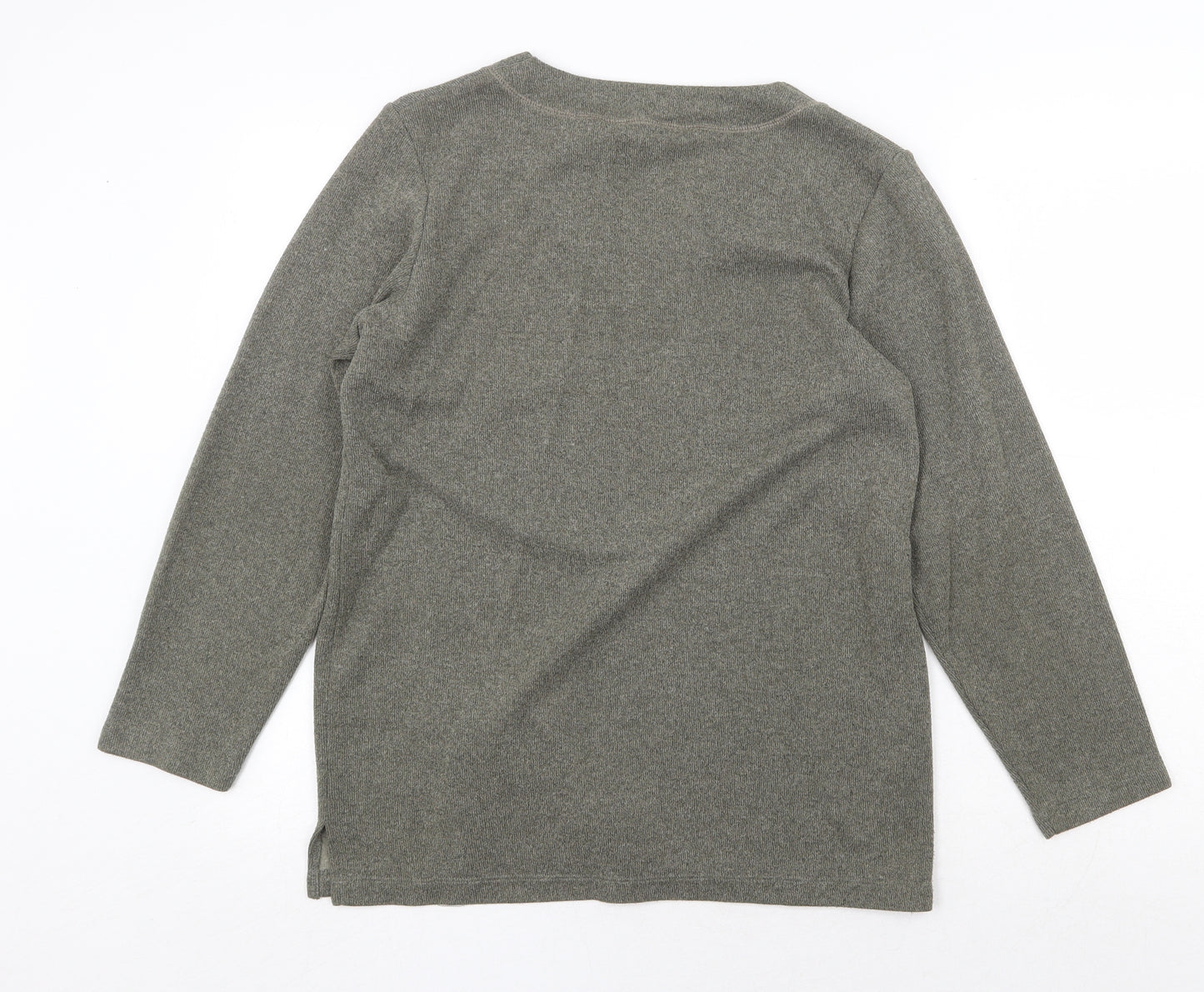 BHS Womens Green V-Neck Polyester Pullover Jumper Size 14