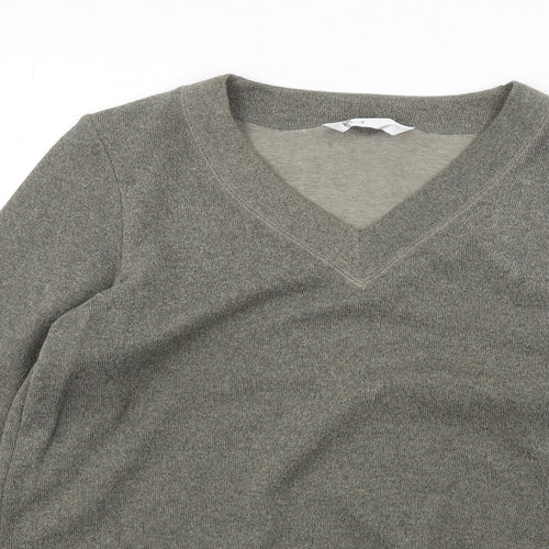 BHS Womens Green V-Neck Polyester Pullover Jumper Size 14