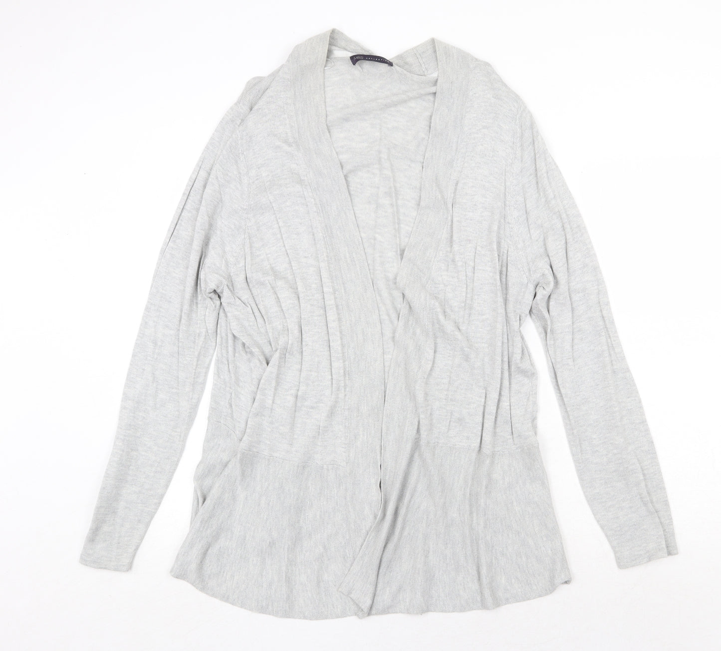 Marks and Spencer Womens Grey V-Neck Polyamide Cardigan Jumper Size 22 - Open