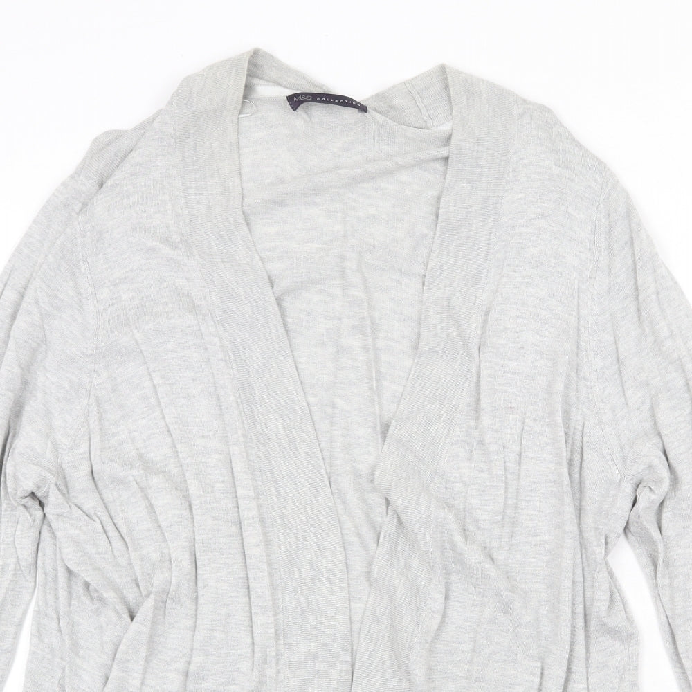 Marks and Spencer Womens Grey V-Neck Polyamide Cardigan Jumper Size 22 - Open