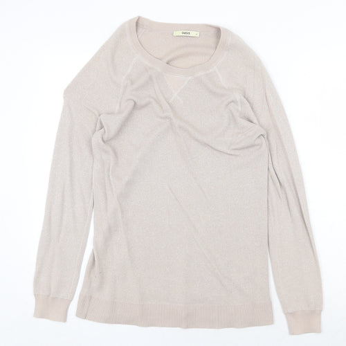 Oasis Womens Grey Crew Neck Cotton Pullover Jumper Size M