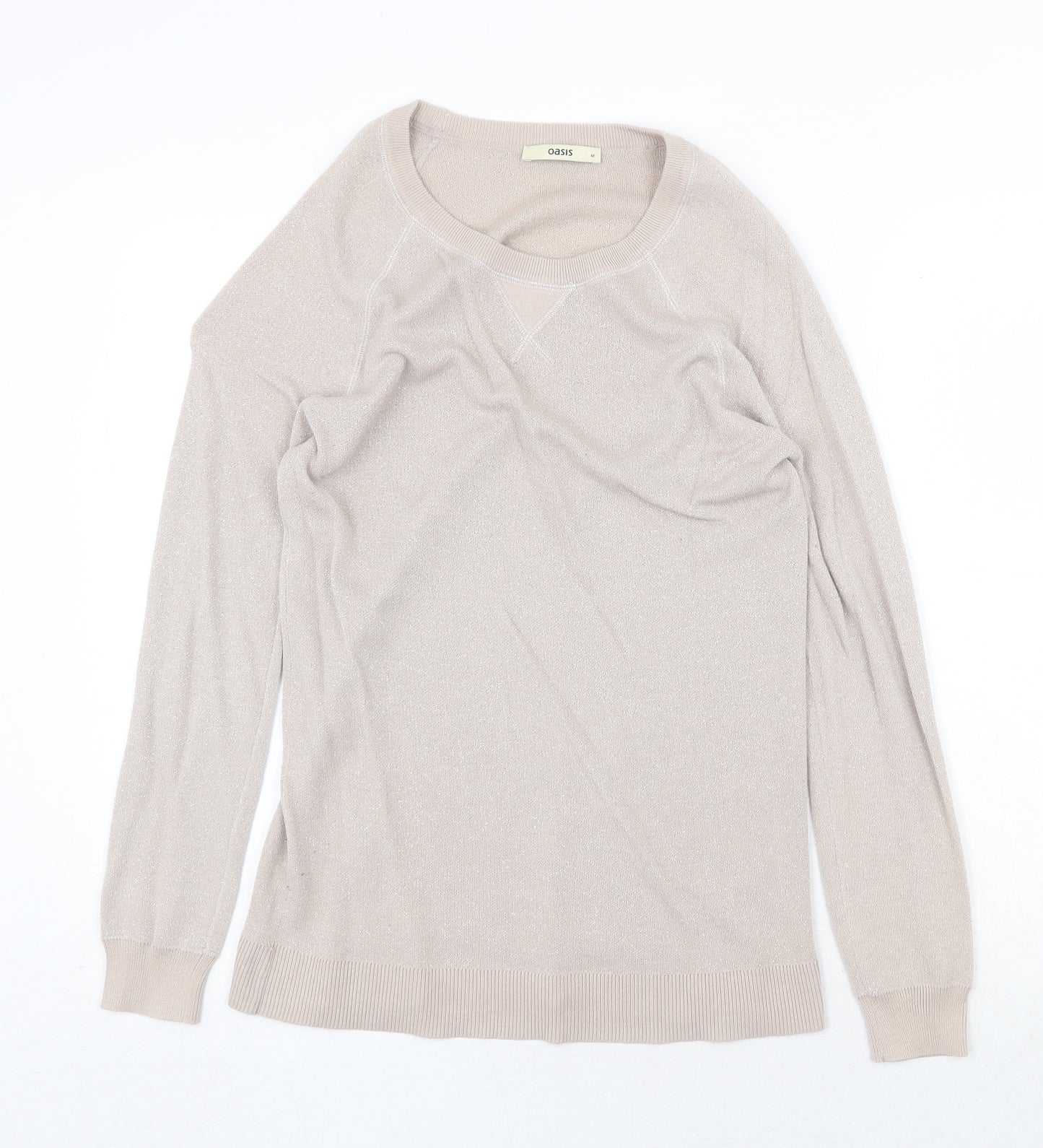 Oasis Womens Grey Crew Neck Cotton Pullover Jumper Size M