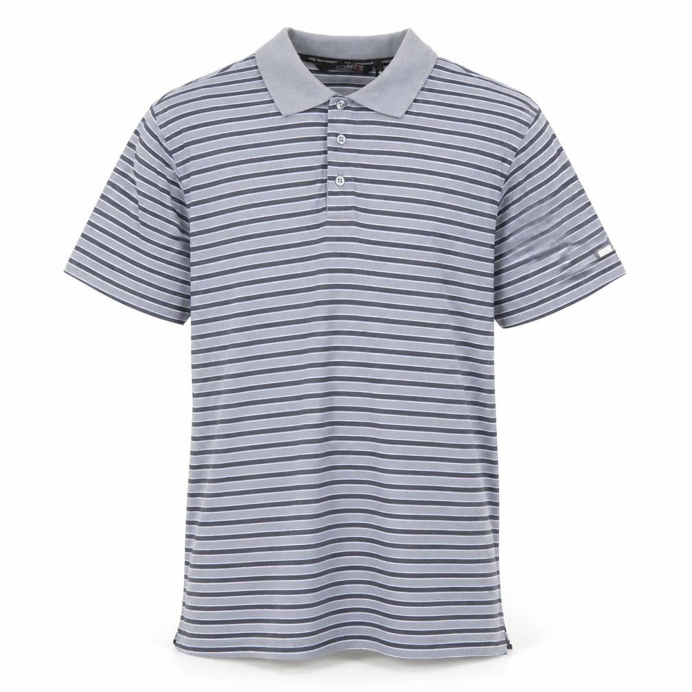 Colin Montgomre Mens Grey Striped Cotton Polo Size M Collared Button