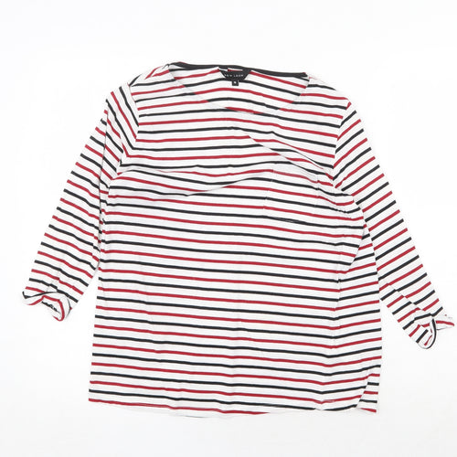 New Look Womens Multicoloured Striped 100% Cotton Basic T-Shirt Size 10 Round Neck