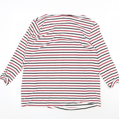 New Look Womens Multicoloured Striped 100% Cotton Basic T-Shirt Size 10 Round Neck