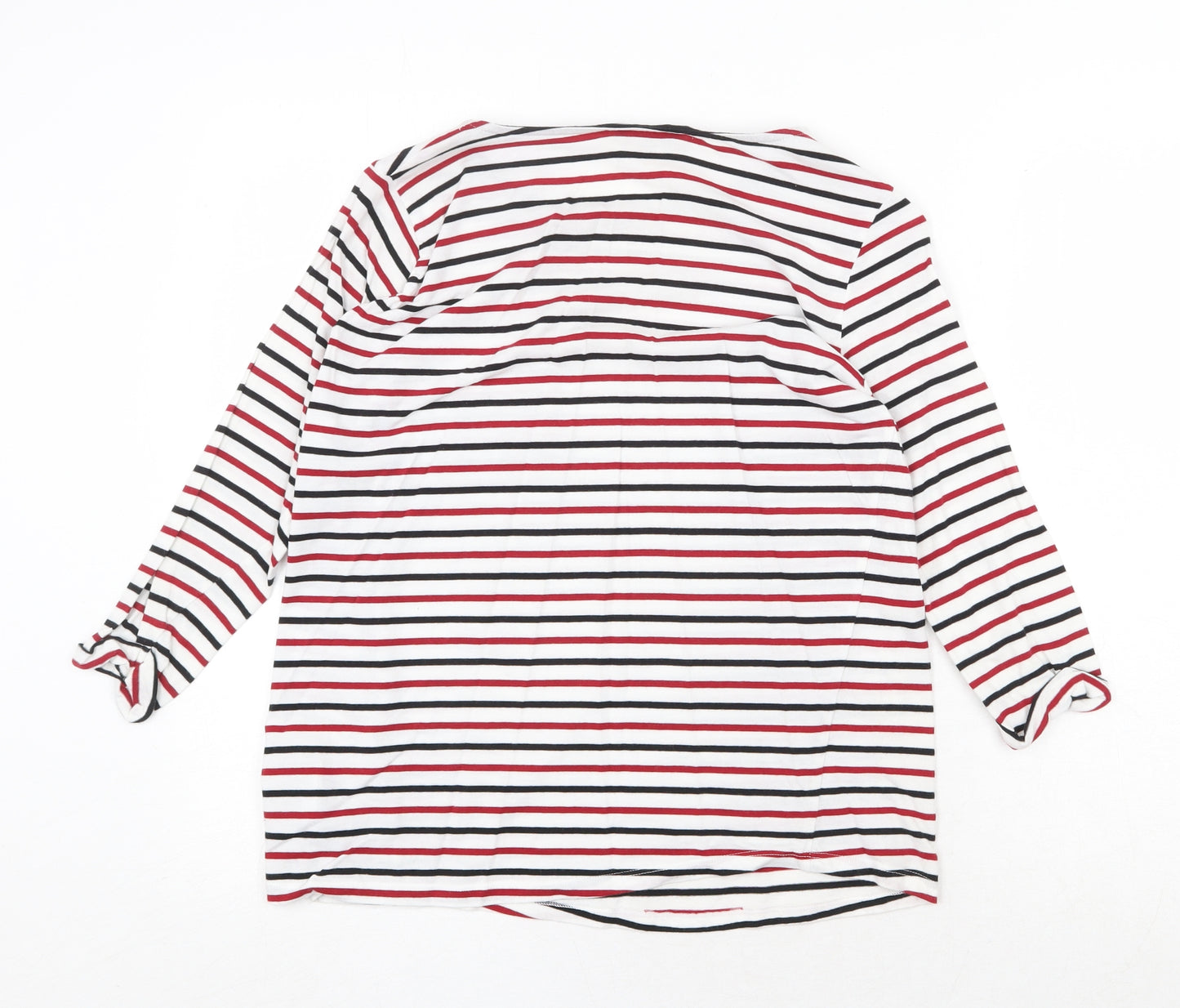 New Look Womens Multicoloured Striped 100% Cotton Basic T-Shirt Size 10 Round Neck