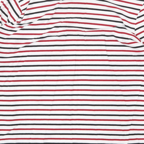 New Look Womens Multicoloured Striped 100% Cotton Basic T-Shirt Size 10 Round Neck