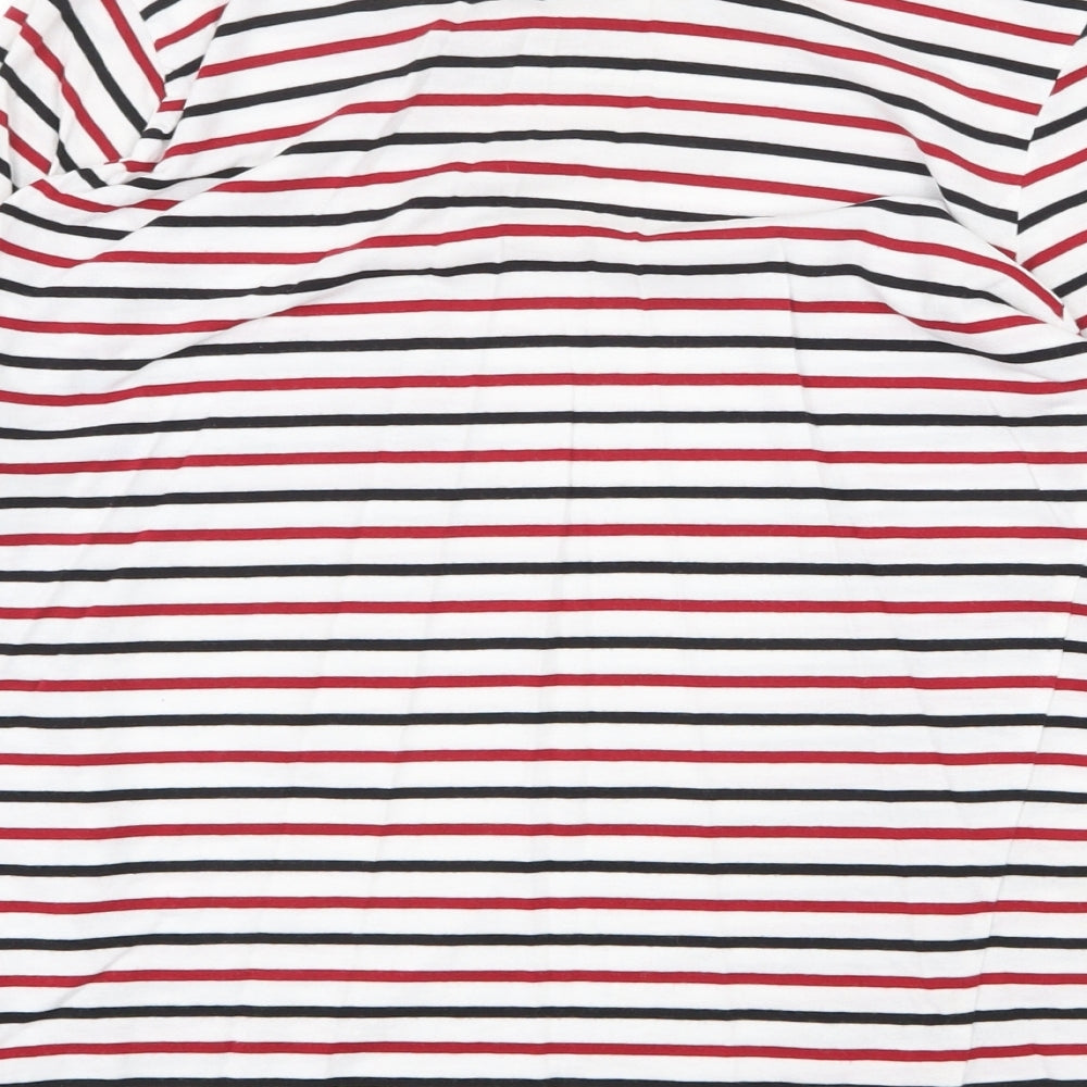 New Look Womens Multicoloured Striped 100% Cotton Basic T-Shirt Size 10 Round Neck