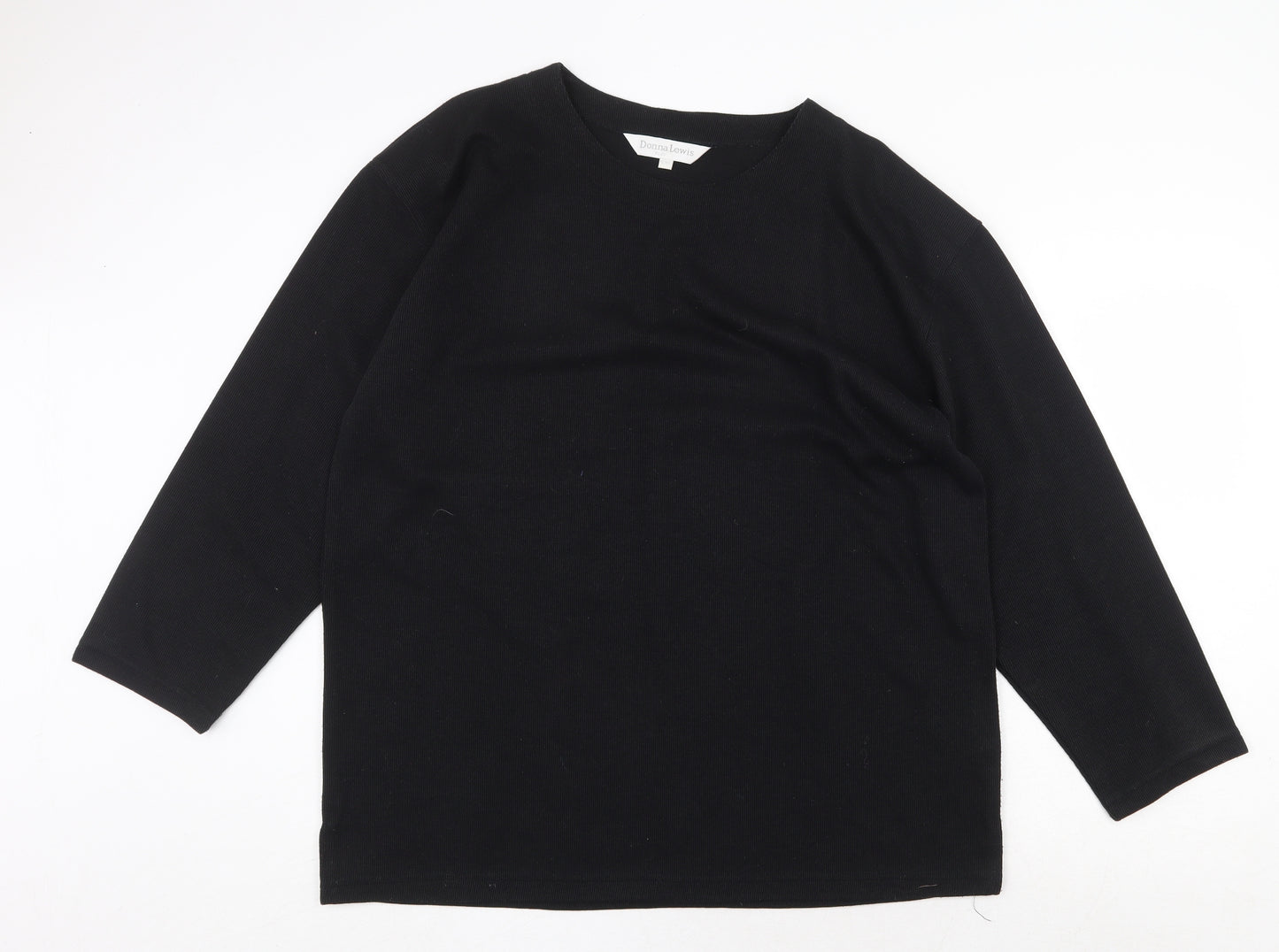 Donna Lewis Womens Black Polyester Basic T-Shirt Size 2XL Crew Neck