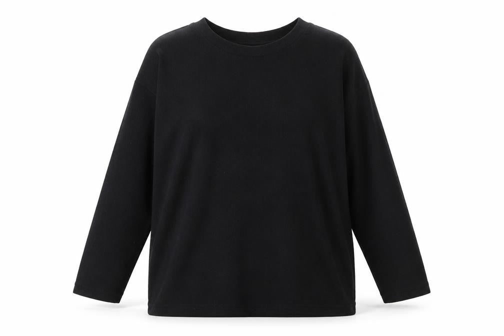 Front view of Donna Lewis women’s black polyester basic t-shirt, size 2XL, crew neck