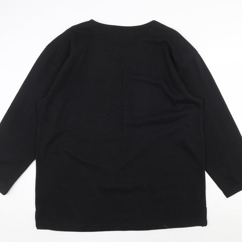 Donna Lewis Womens Black Polyester Basic T-Shirt Size 2XL Crew Neck