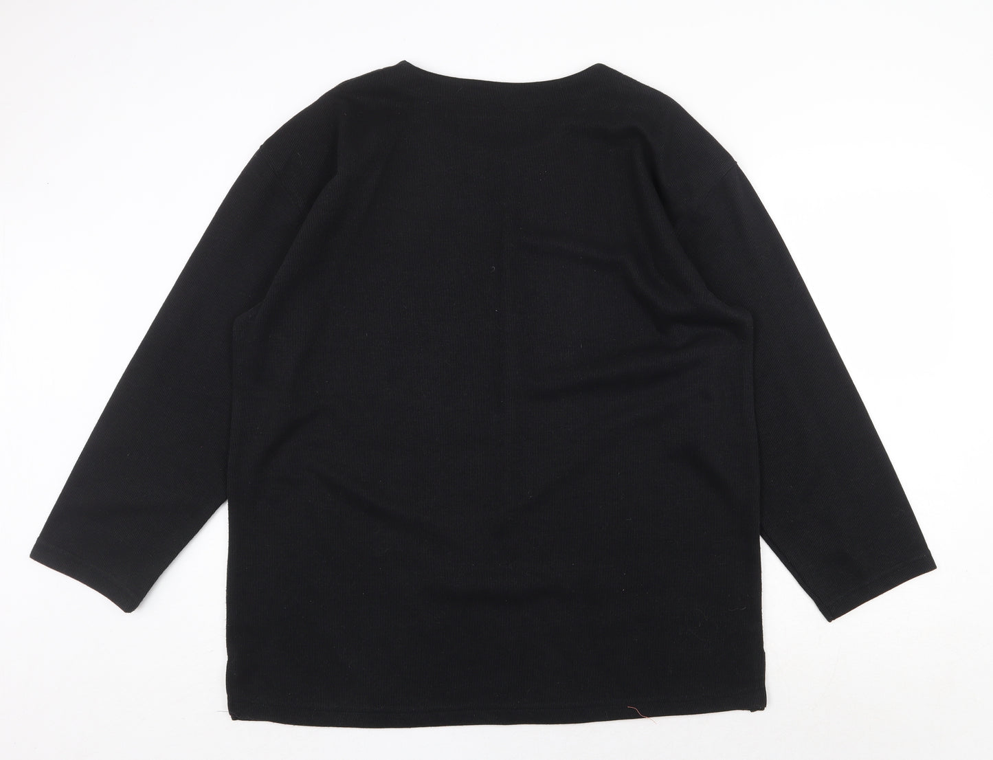 Donna Lewis Womens Black Polyester Basic T-Shirt Size 2XL Crew Neck