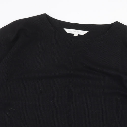 Donna Lewis Womens Black Polyester Basic T-Shirt Size 2XL Crew Neck
