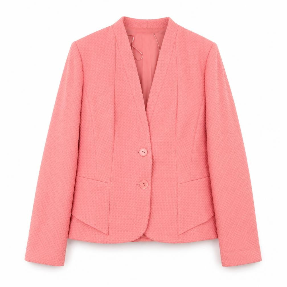 Front view of Gerry Weber women’s pink jacket blazer, size UK 12, button