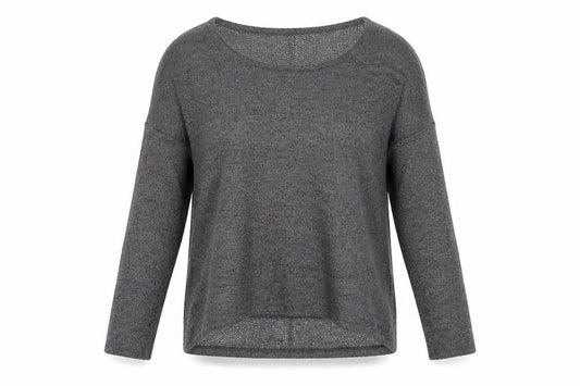 Front view of Atmosphere women’s grey geometric polyester basic blouse, size UK 8, round neck