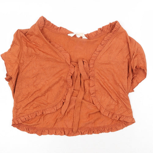 For Women Womens Orange Polyester Basic Blouse Size 18 V-Neck