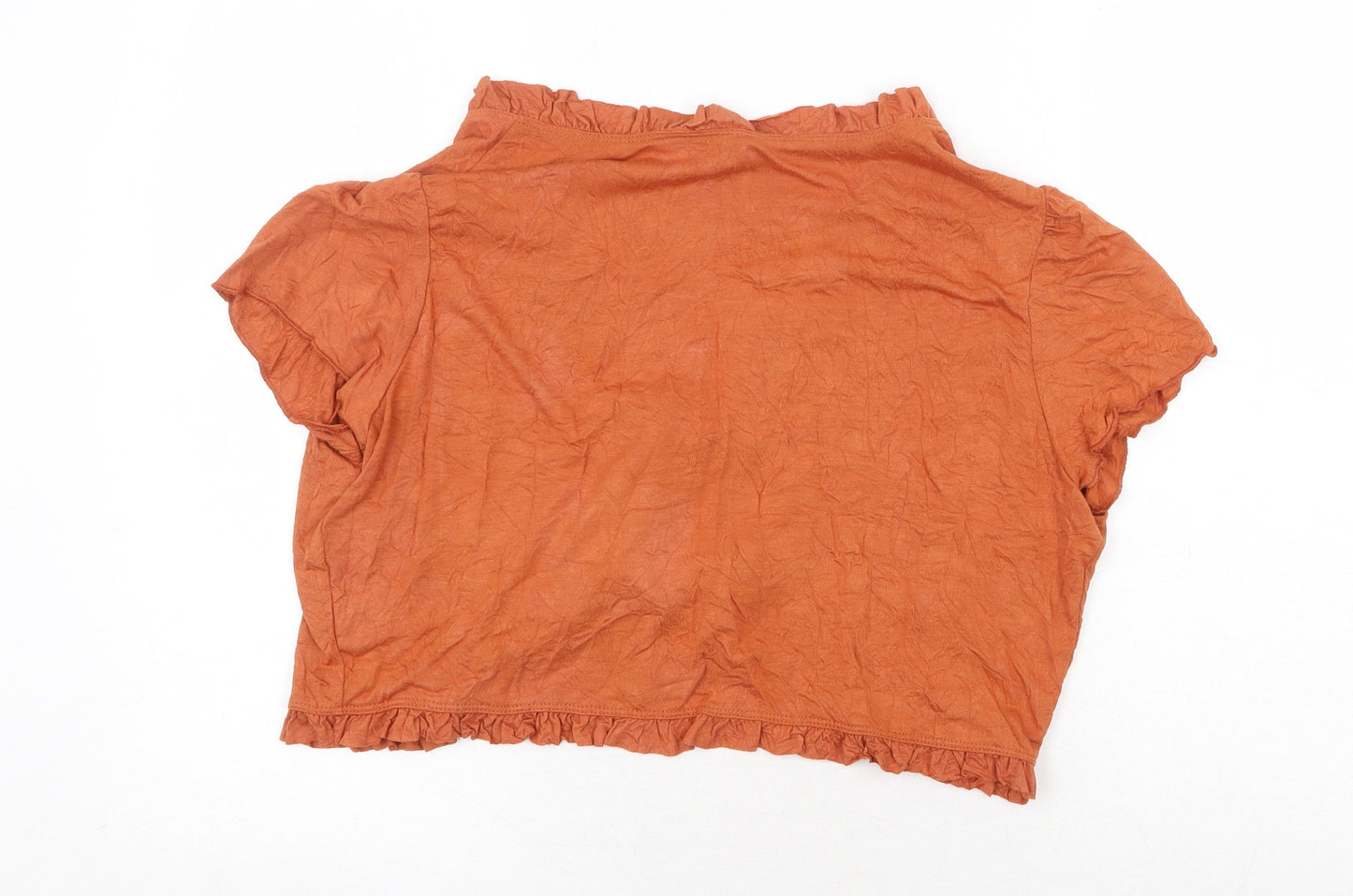 For Women Womens Orange Polyester Basic Blouse Size 18 V-Neck