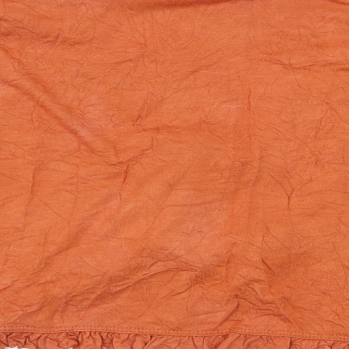 For Women Womens Orange Polyester Basic Blouse Size 18 V-Neck