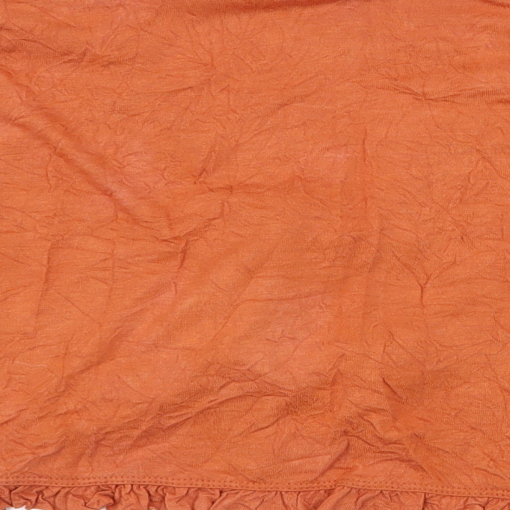 For Women Womens Orange Polyester Basic Blouse Size 18 V-Neck