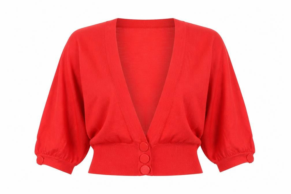 Marks and Spencer Womens Red V-Neck Viscose Cardigan Jumper Size 8