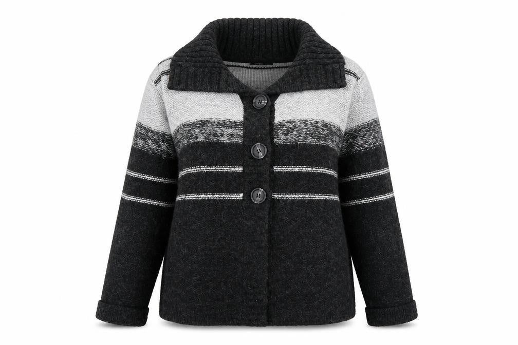 Bonmarché Womens Grey V-Neck Acrylic Cardigan Jumper Size S