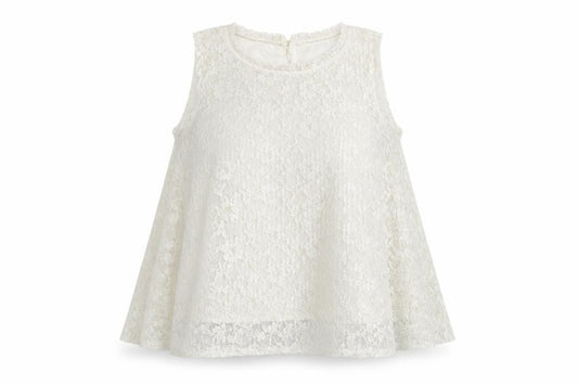 Front view of H&M women’s ivory polyester basic tank, size S, boat neck - layered