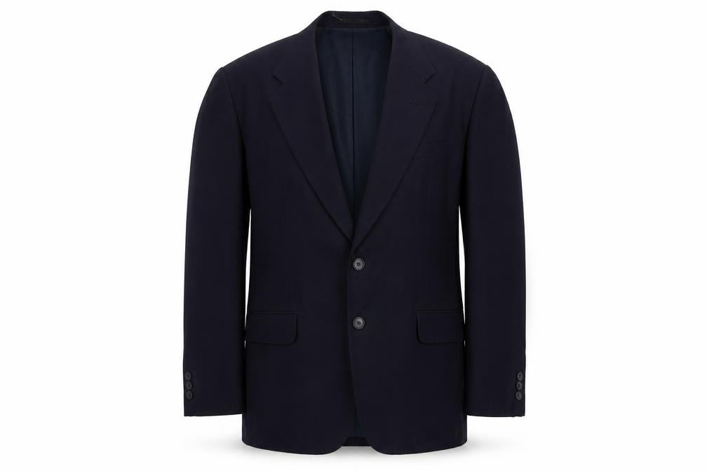 Front view of ShiQi men’s blue wool jacket suit jacket, size 36, regular