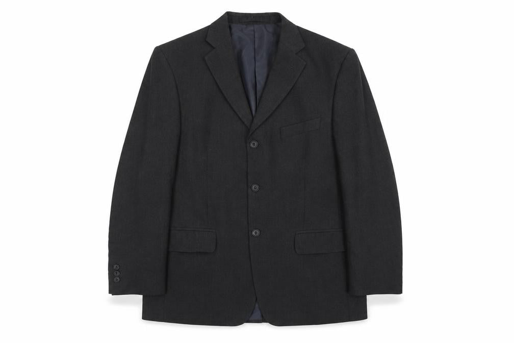 Front view of Marks & Spencer men’s grey polyester jacket suit jacket, size 40, regular