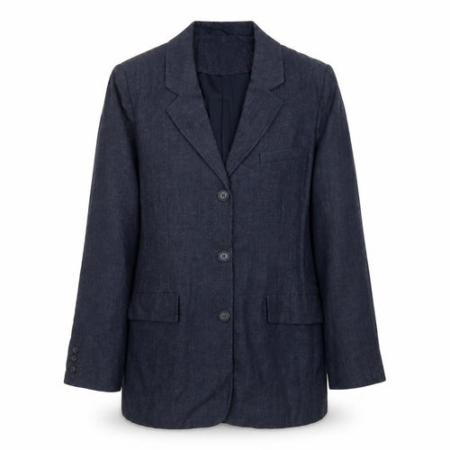 L.O.G.G. Womens Blue Linen Jacket Suit Jacket Size 12