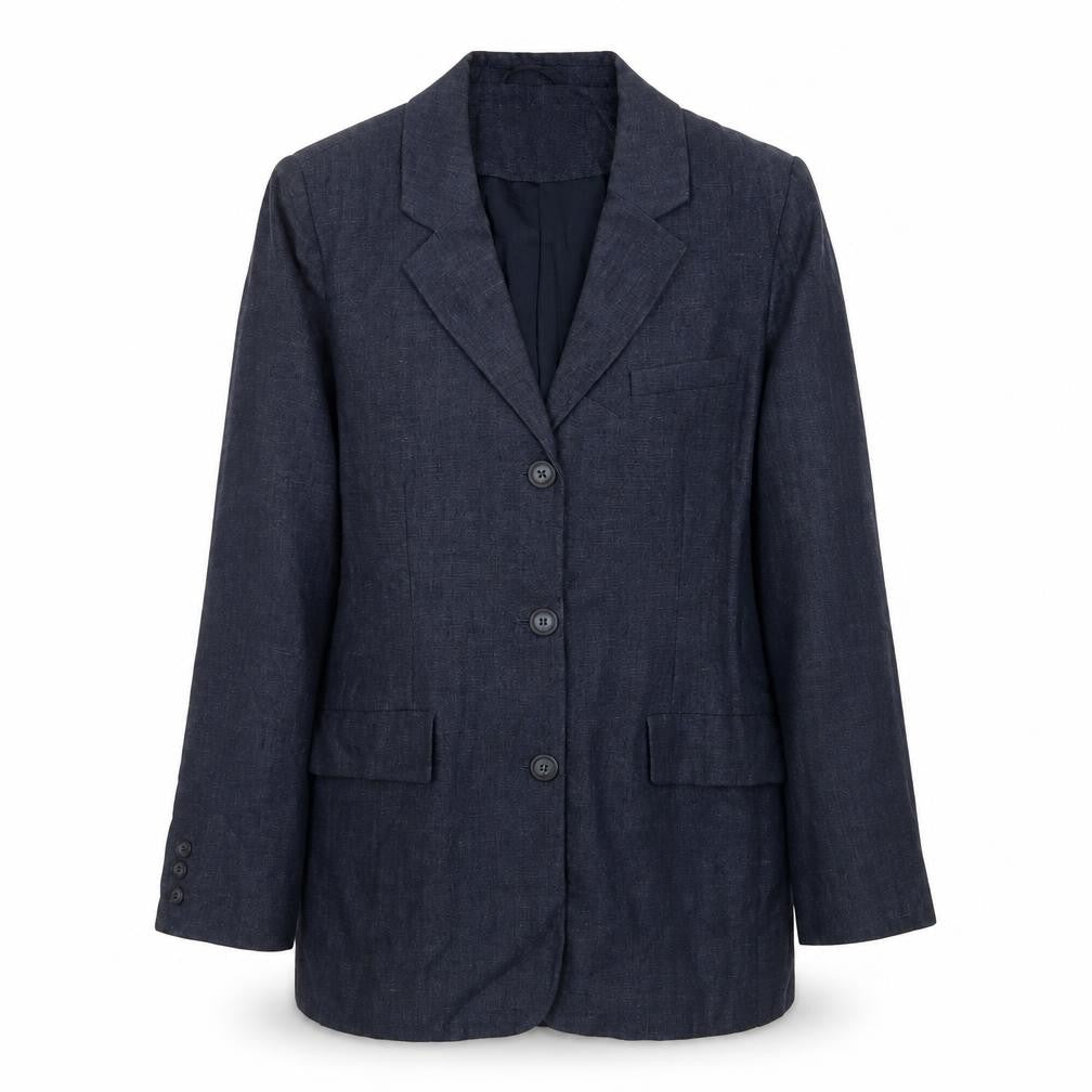 L.O.G.G. Womens Blue Linen Jacket Suit Jacket Size 12