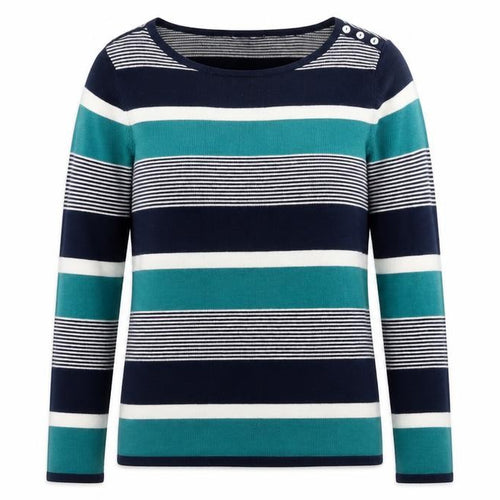Bonmarché Womens Blue Round Neck Polka Dot Acrylic Pullover Jumper Size 10
