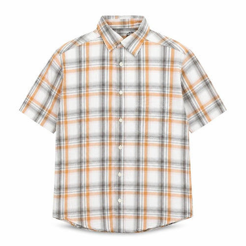 UrbanSpirit Mens Orange Plaid Cotton Button-Up Size S Collared Button