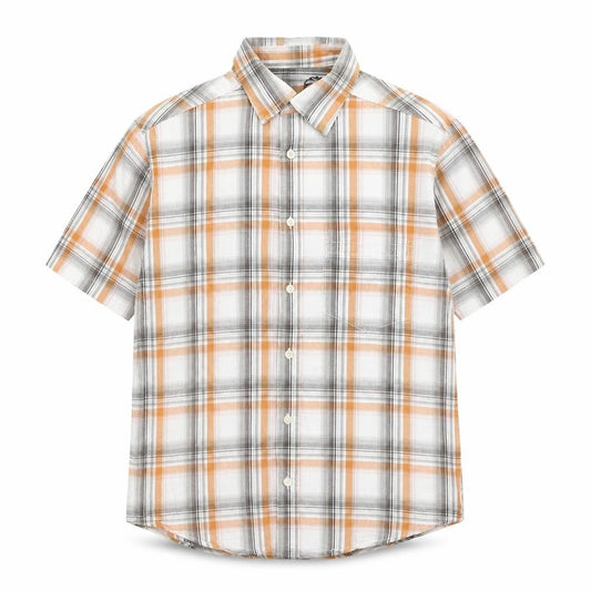 UrbanSpirit Mens Orange Plaid Cotton Button-Up Size S Collared Button