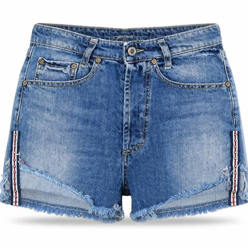 Please Womens Blue Cotton Cut-Off Shorts Size XS Regular Zip
