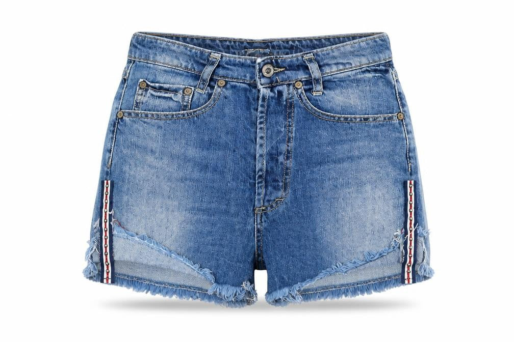 Please Womens Blue Cotton Cut-Off Shorts Size XS Regular Zip