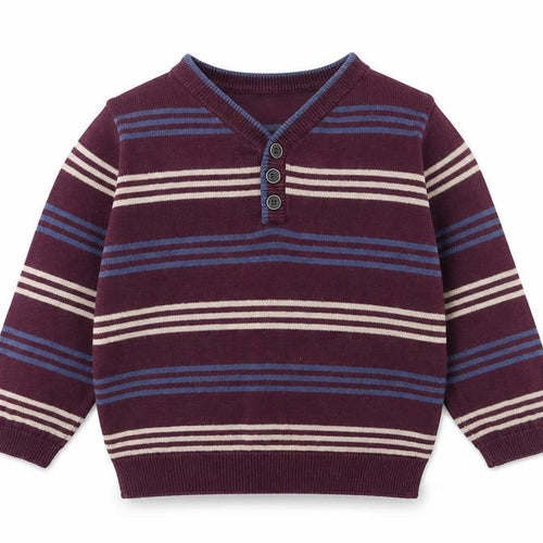 Mothercare Boys Purple Striped Cotton Pullover Jumper Size 12-18 Months Pullover