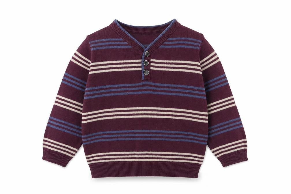 Mothercare Boys Purple Striped Cotton Pullover Jumper Size 12-18 Months Pullover