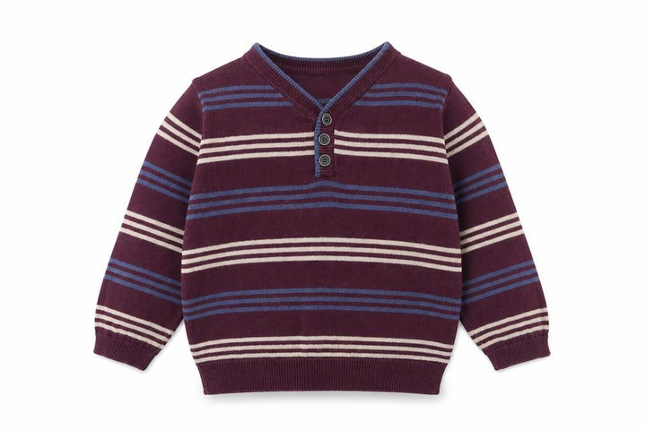 Mothercare Boys Purple Striped Cotton Pullover Jumper Size 12-18 Months Pullover