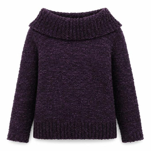 ALEXARA Womens Purple Roll Neck Acrylic Pullover Jumper Size M